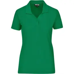 Ladies Basic Pique Golf Shirt Green Front